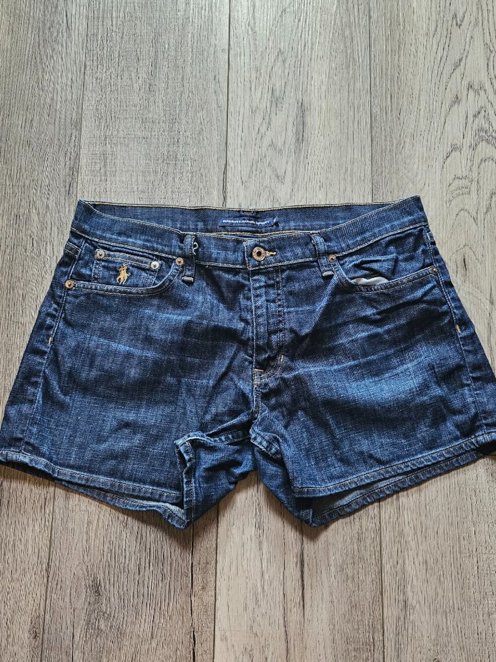 Ralph Lauren Sport Denim Skirt Jean Shorts Dark Wash Embroidered Pony Size 12